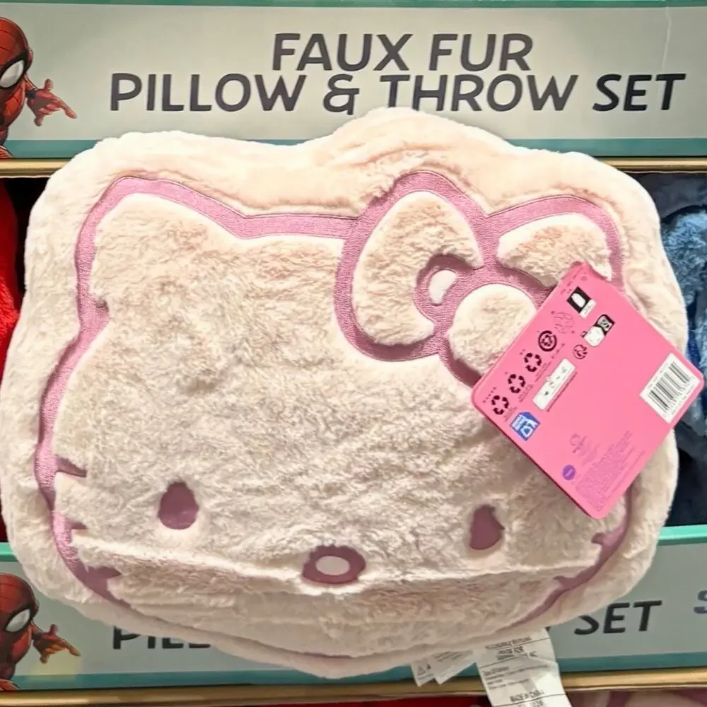 Hello Kitty Faux Fur Pillow & Throw Set